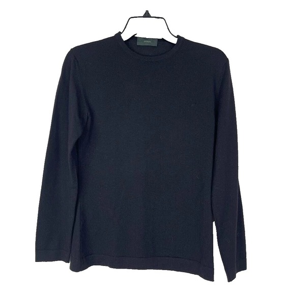 Zanone Womens Wool Crew Neck Sweater Black Quiet Luxury Minimalist Capsule Sz 42 - Picture 2 of 12